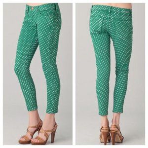 NWT Current/Elliott Stiletto Green Polka Dot Jeans